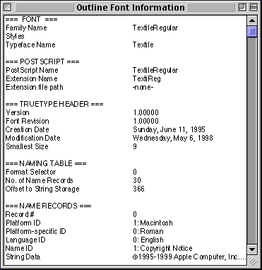 Outline Info. window