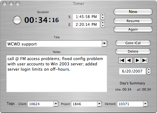 iCalTimer screen shot